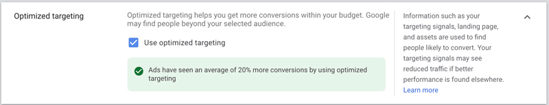 google discovery ads optimized targeting
