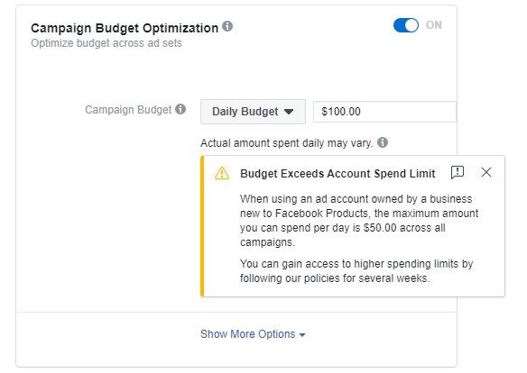 facebook campaign spending limit