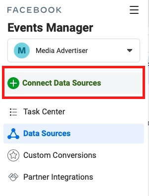 facebook ads event manager connect data sources