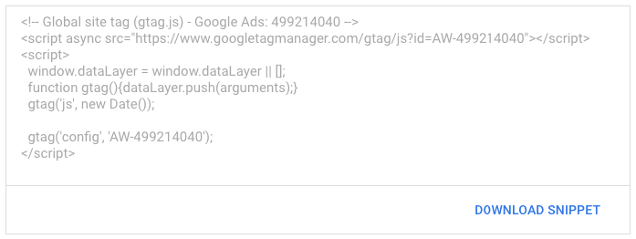 display ads tag snippet