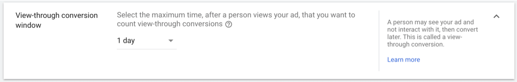 display ads view through conversion window