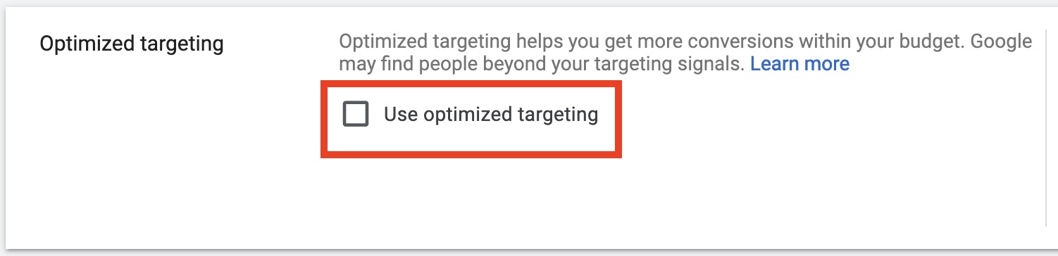 optimized targeting uncheck