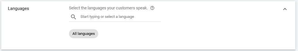 google video ads language
