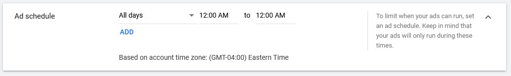 google video ads schedule