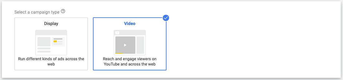 google video ads select type