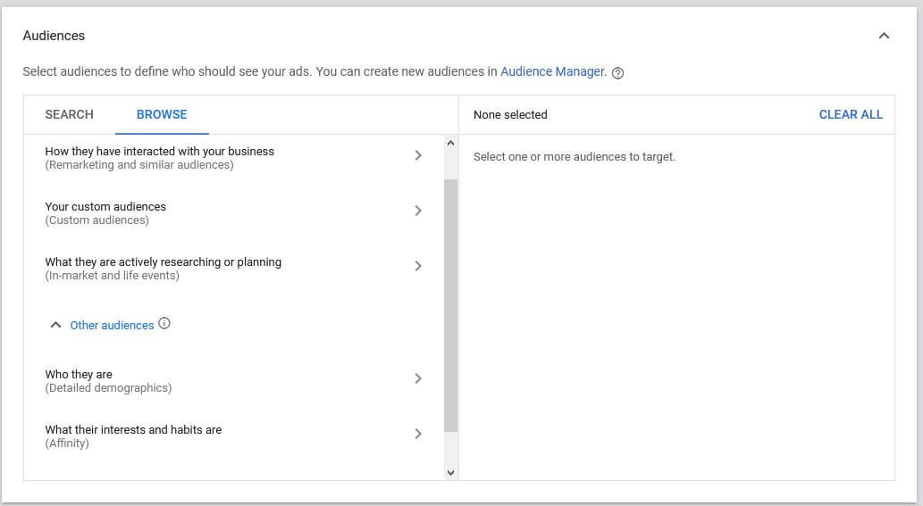 google video ads targeting audiences