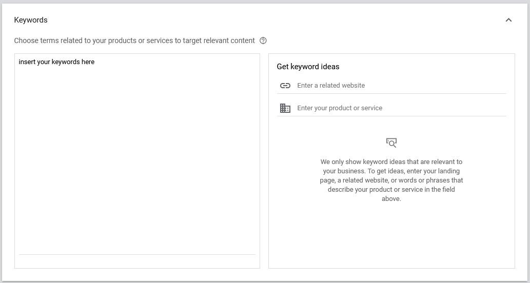 google video ads targeting keywords