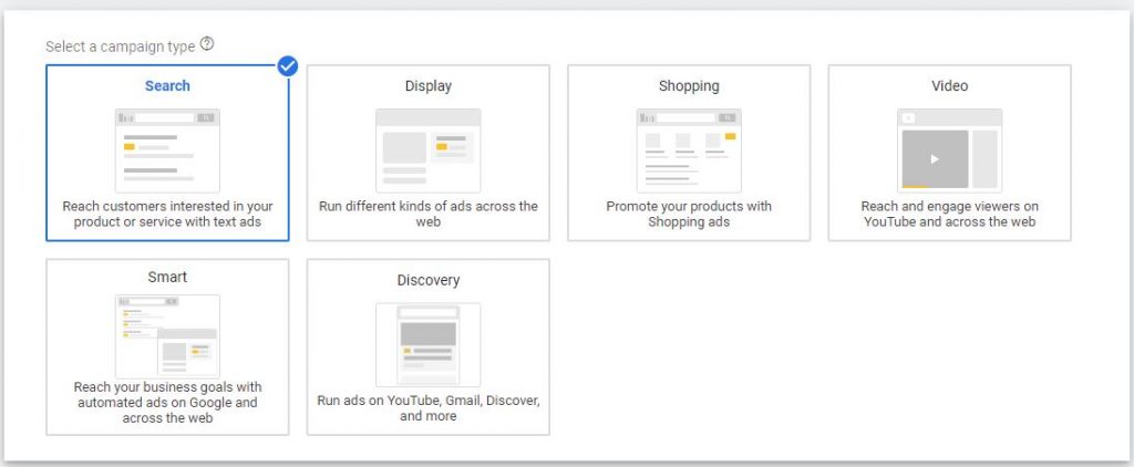 Google Ads Search Network Campaign type