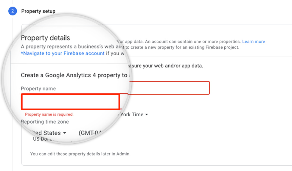 Google Analytics property name