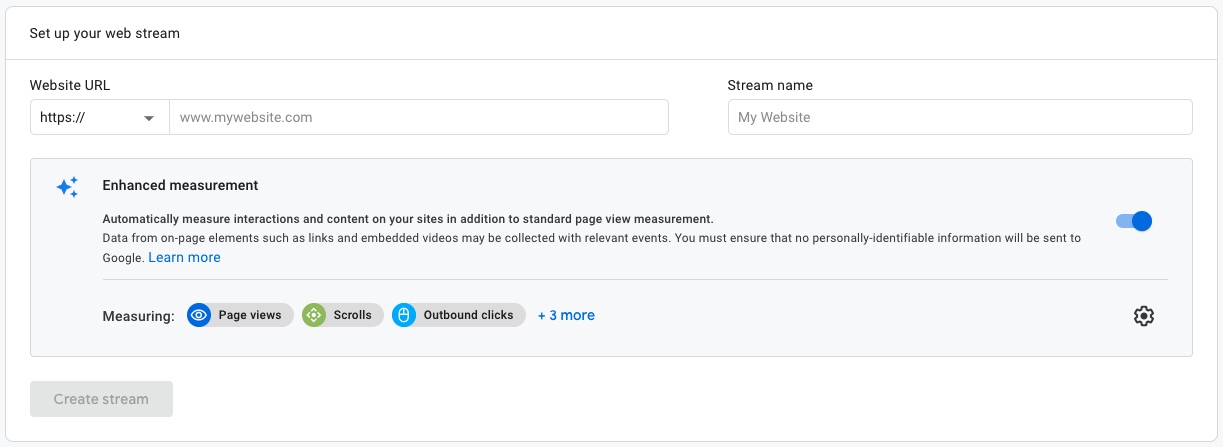 google analytics stream name