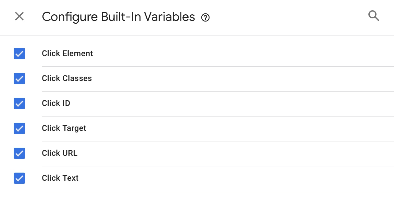 google tag manager variables configure