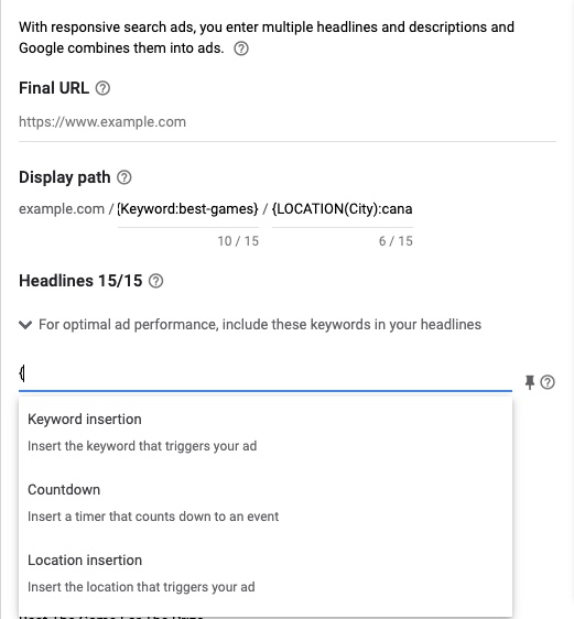 dynamic keyword insertion