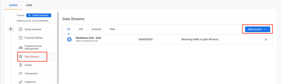 ga4 create data stream